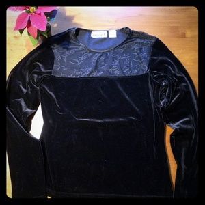 Energie Velour top / sheer floral insert